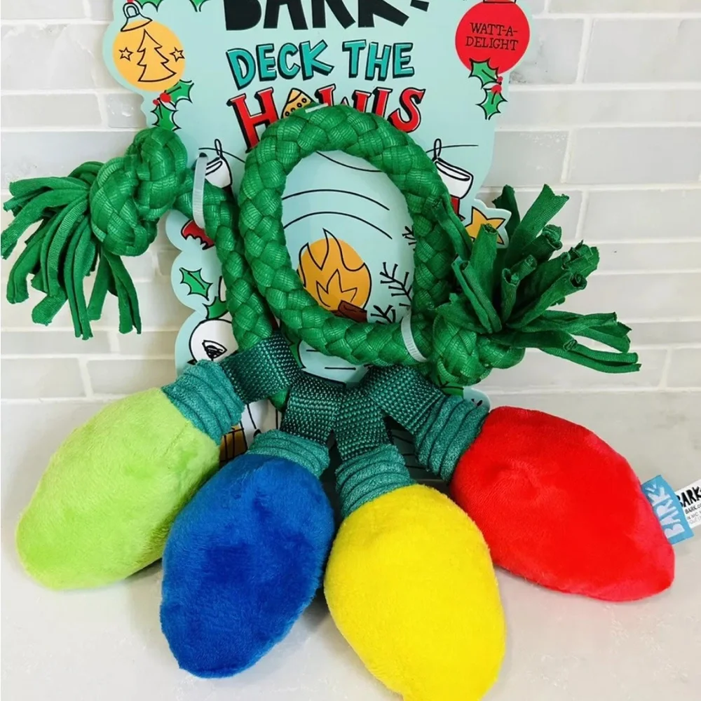 NWT Bark Box Deck The Howls Watt A Delight Multi Squeaker Dog Toy Tug Christmas - Picture 2 of 10